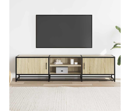 Mueble TV metal y madera ingeniería roble Sonoma 160x35x41 cm