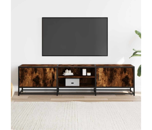 Mueble TV metal y madera ingeniería roble humo 160x35x41 cm