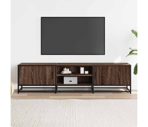 Mueble TV metal y madera ingeniería marrón roble 160x35x41 cm