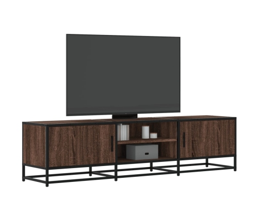 Mueble TV metal y madera ingeniería marrón roble 160x35x41 cm