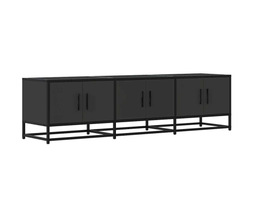 Mueble de TV madera de ingeniería y metal negro 150x35x41 cm