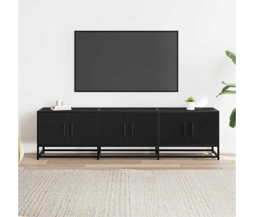 Mueble de TV madera de ingeniería y metal negro 150x35x41 cm