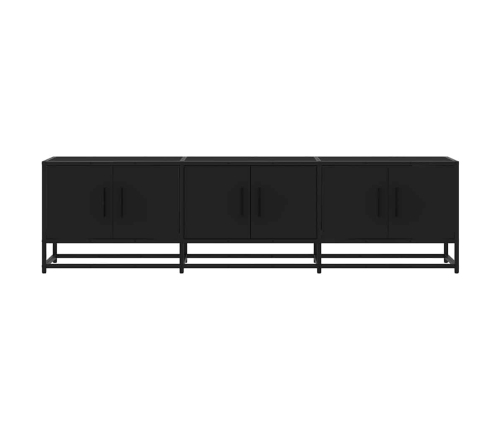 Mueble de TV madera de ingeniería y metal negro 150x35x41 cm