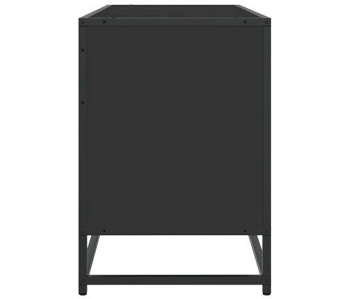 Mueble de TV madera de ingeniería y metal negro 150x35x41 cm