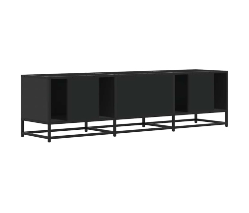 Mueble de TV madera de ingeniería y metal negro 150x35x41 cm