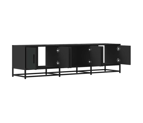 Mueble de TV madera de ingeniería y metal negro 150x35x41 cm