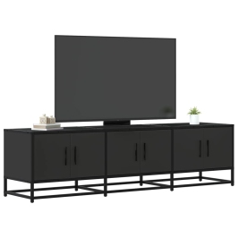 Mueble de TV madera de ingeniería y metal negro 150x35x41 cm