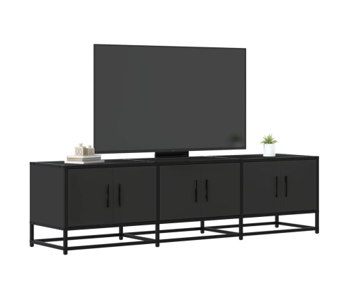 Mueble de TV madera de ingeniería y metal negro 150x35x41 cm