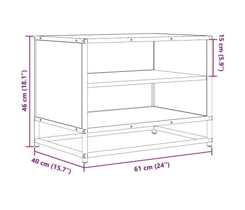 Mueble de TV madera de ingeniería y metal negro 61x40x46 cm