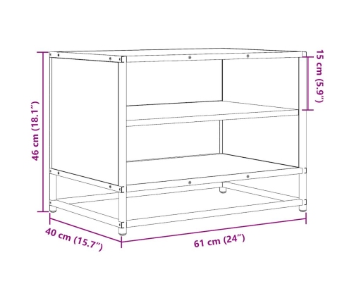 Mueble TV metal y madera ingeniería roble humo 61x40x46 cm