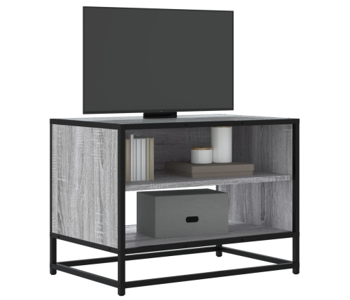 Mueble TV madera ingeniería y metal roble ahumado 61x40x46 cm