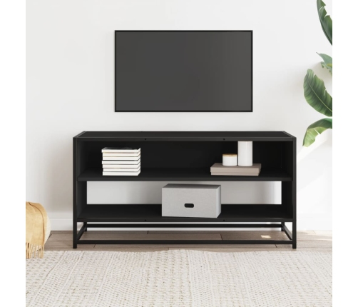 Mueble de TV madera de ingeniería y metal negro 91x40x46 cm