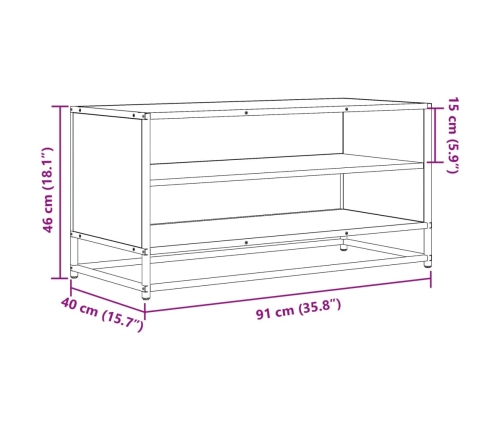 Mueble de TV madera de ingeniería y metal negro 91x40x46 cm