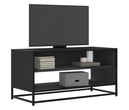 Mueble de TV madera de ingeniería y metal negro 91x40x46 cm