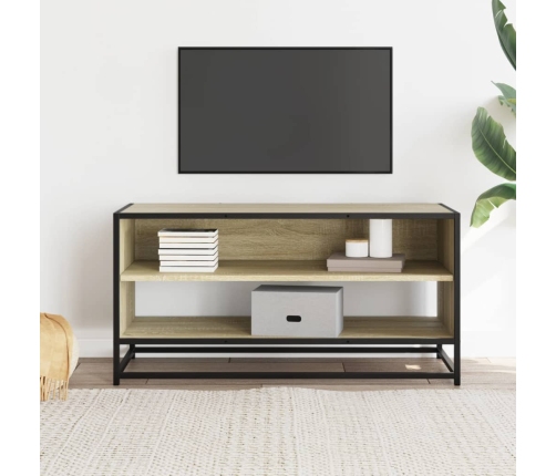 Mueble TV metal y madera ingeniería roble Sonoma 91x40x46 cm