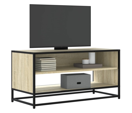 Mueble TV metal y madera ingeniería roble Sonoma 91x40x46 cm