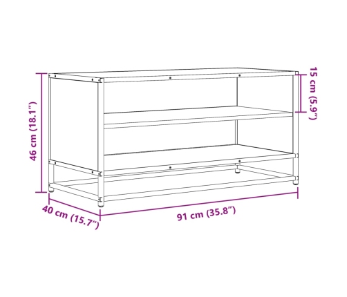 Mueble TV metal y madera ingeniería roble humo 91x40x46 cm