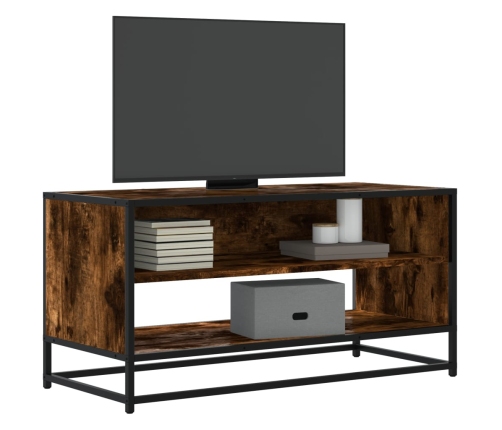 Mueble TV metal y madera ingeniería roble humo 91x40x46 cm