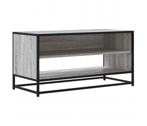 Mueble TV madera ingeniería y metal roble ahumado 91x40x46 cm