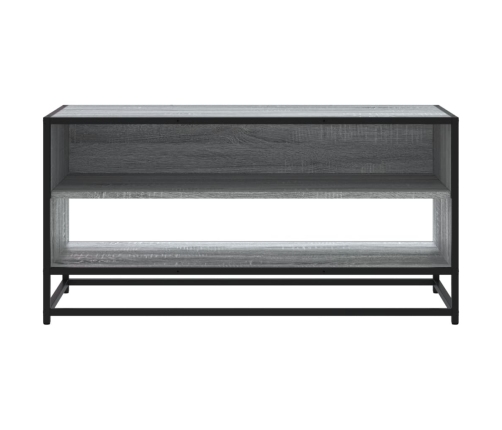 Mueble TV madera ingeniería y metal roble ahumado 91x40x46 cm