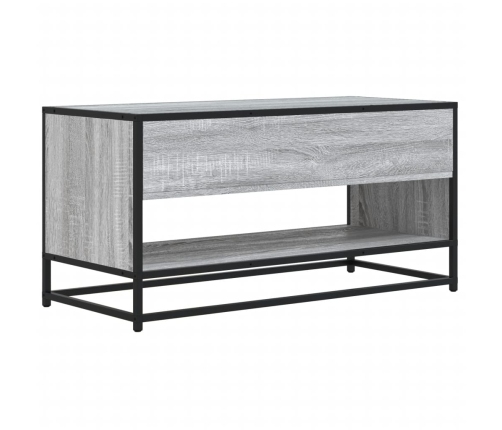 Mueble TV madera ingeniería y metal roble ahumado 91x40x46 cm