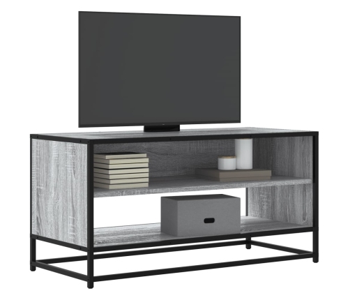 Mueble TV madera ingeniería y metal roble ahumado 91x40x46 cm