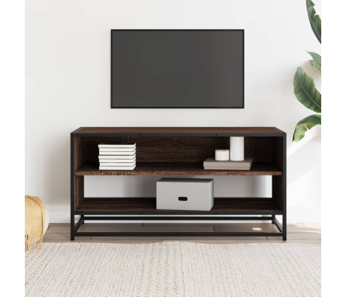 Mueble TV metal y madera ingeniería marrón roble 91x40x46 cm