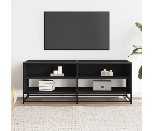 Mueble de TV madera de ingeniería y metal negro 120,5x40x46 cm