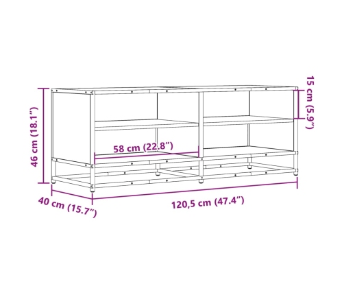 Mueble TV metal y madera ingeniería roble Sonoma 120,5x40x46 cm