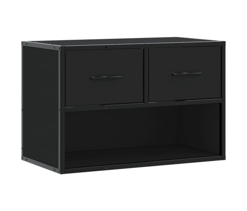 Mueble de TV metal y madera de ingeniería negro 60x31x39,5 cm