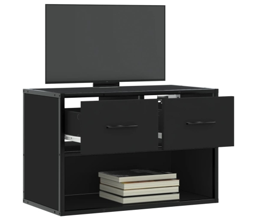 Mueble de TV metal y madera de ingeniería negro 60x31x39,5 cm