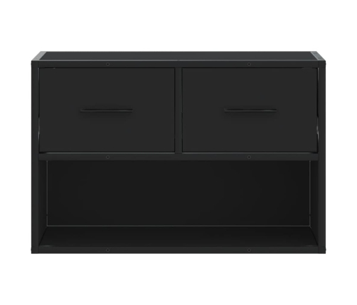 Mueble de TV metal y madera de ingeniería negro 60x31x39,5 cm