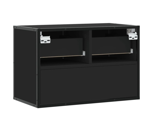 Mueble de TV metal y madera de ingeniería negro 60x31x39,5 cm