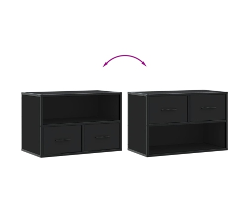 Mueble de TV metal y madera de ingeniería negro 60x31x39,5 cm