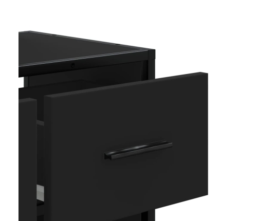 Mueble de TV metal y madera de ingeniería negro 60x31x39,5 cm