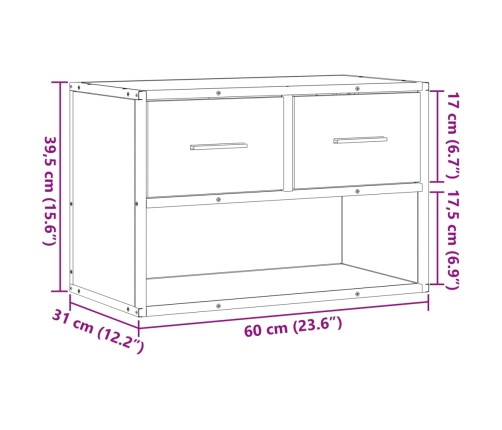 Mueble TV madera ingeniería y metal roble Sonoma 60x31x39,5 cm