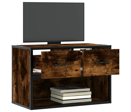 Mueble de TV madera y metal roble ahumado 60x31x39,5 cm