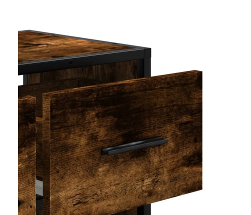 Mueble de TV madera y metal roble ahumado 60x31x39,5 cm