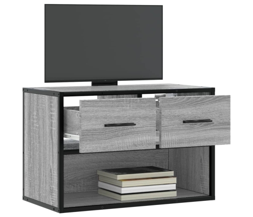 Mueble de TV madera y metal roble ahumado 60x31x39,5 cm