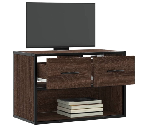 Mueble TV madera ingeniería y metal marrón roble 60x31x39,5 cm