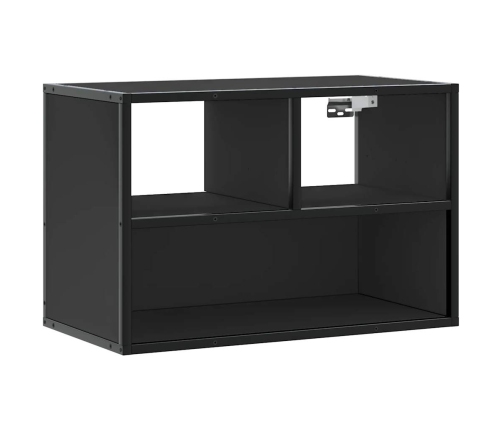 Mueble de TV metal y madera de ingeniería negro 60x31x39,5 cm