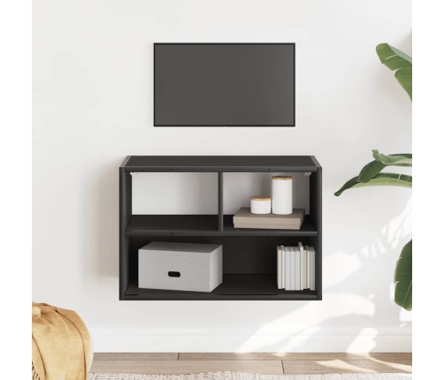 Mueble de TV metal y madera de ingeniería negro 60x31x39,5 cm