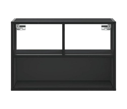 Mueble de TV metal y madera de ingeniería negro 60x31x39,5 cm