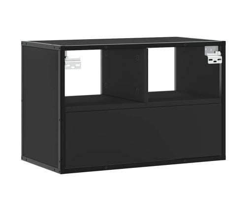 Mueble de TV metal y madera de ingeniería negro 60x31x39,5 cm