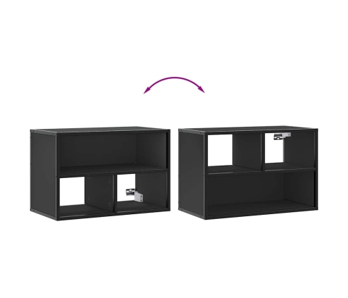 Mueble de TV metal y madera de ingeniería negro 60x31x39,5 cm