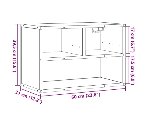 Mueble de TV metal y madera de ingeniería negro 60x31x39,5 cm