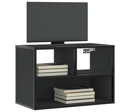 Mueble de TV metal y madera de ingeniería negro 60x31x39,5 cm