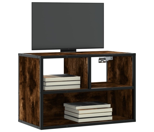 Mueble TV madera ingeniería y metal roble ahumado 60x31x39,5 cm