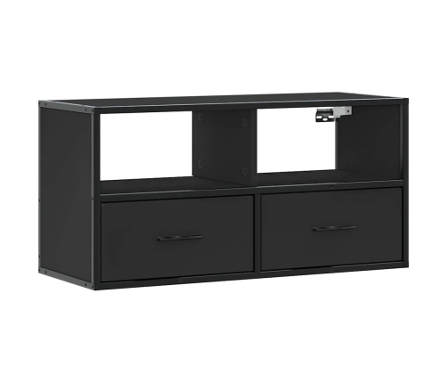 Mueble de TV metal y madera de ingeniería negro 80x31x39,5 cm