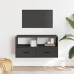 Mueble de TV metal y madera de ingeniería negro 80x31x39,5 cm